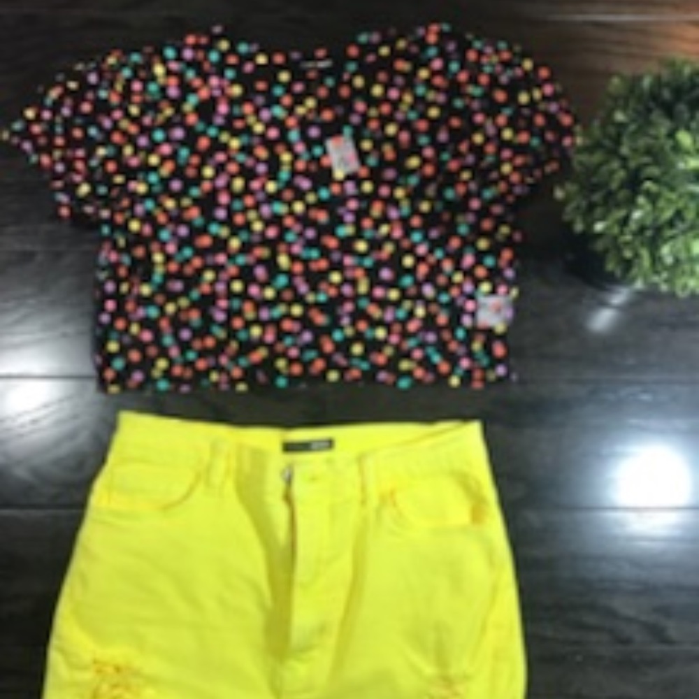 Mesh polka-dot crop